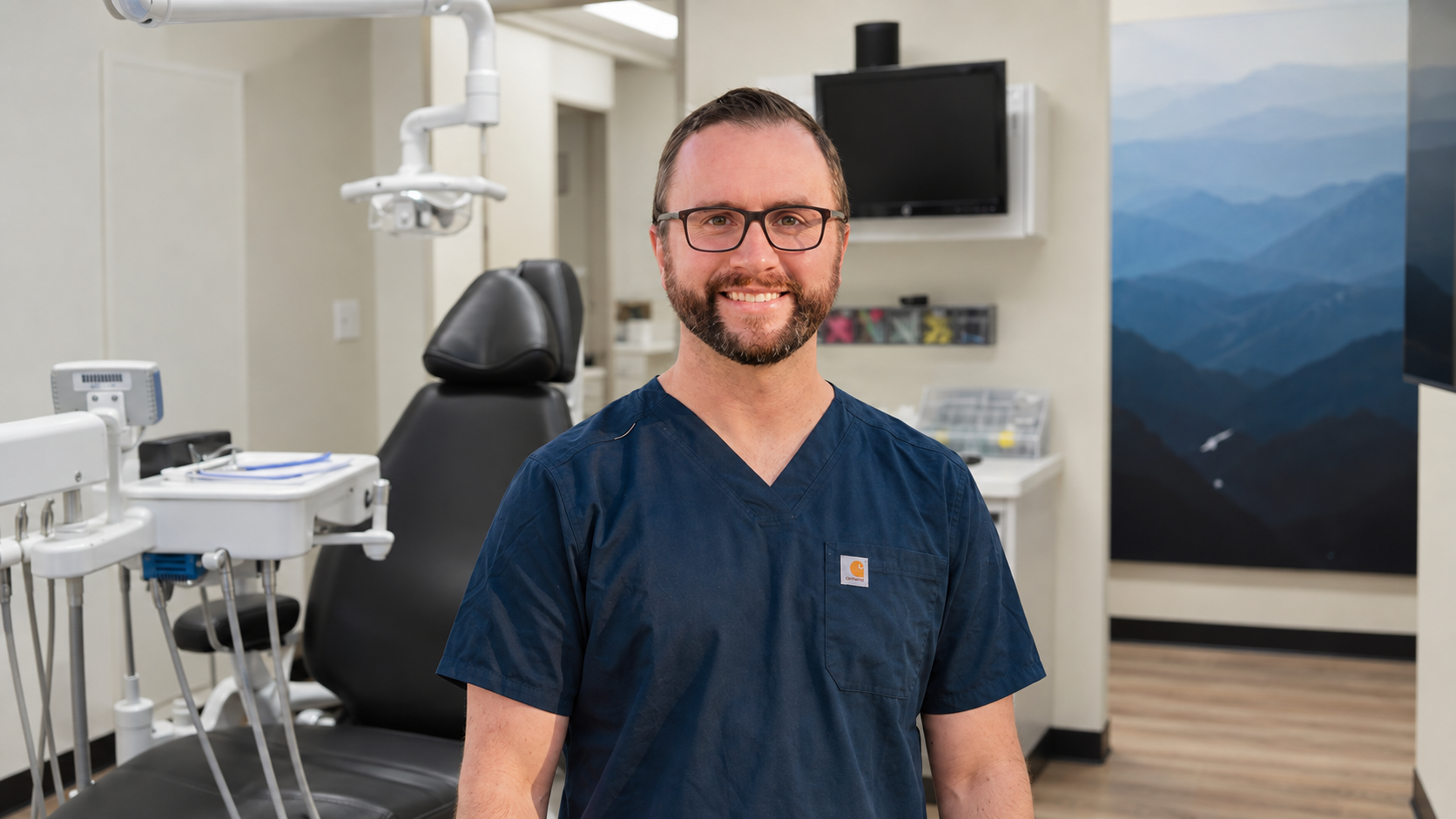 Dr.Anderson inside his dental clinic in Muldoon Dental Arts in Anchorage, AK.