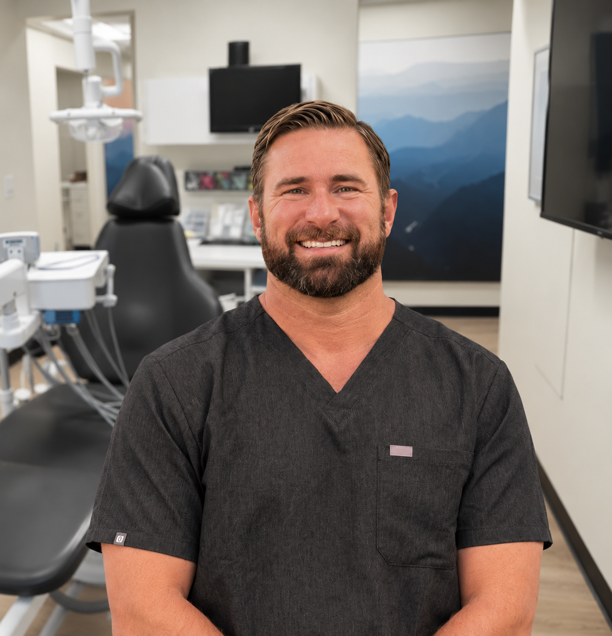 Dr.Curtis inside his dental clinic in Muldoon Dental Arts in Anchorage, AK.