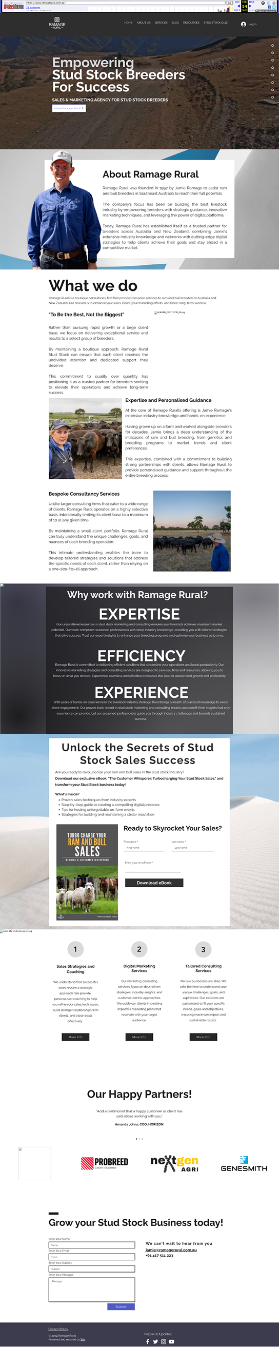 Ramage Rural homepage before redesign