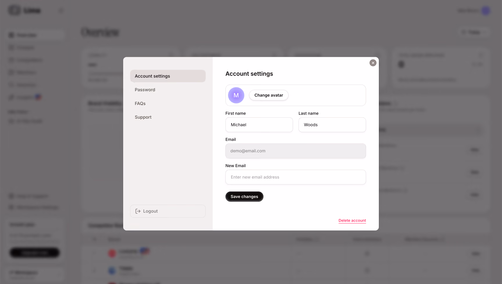 Lima dashboard screen