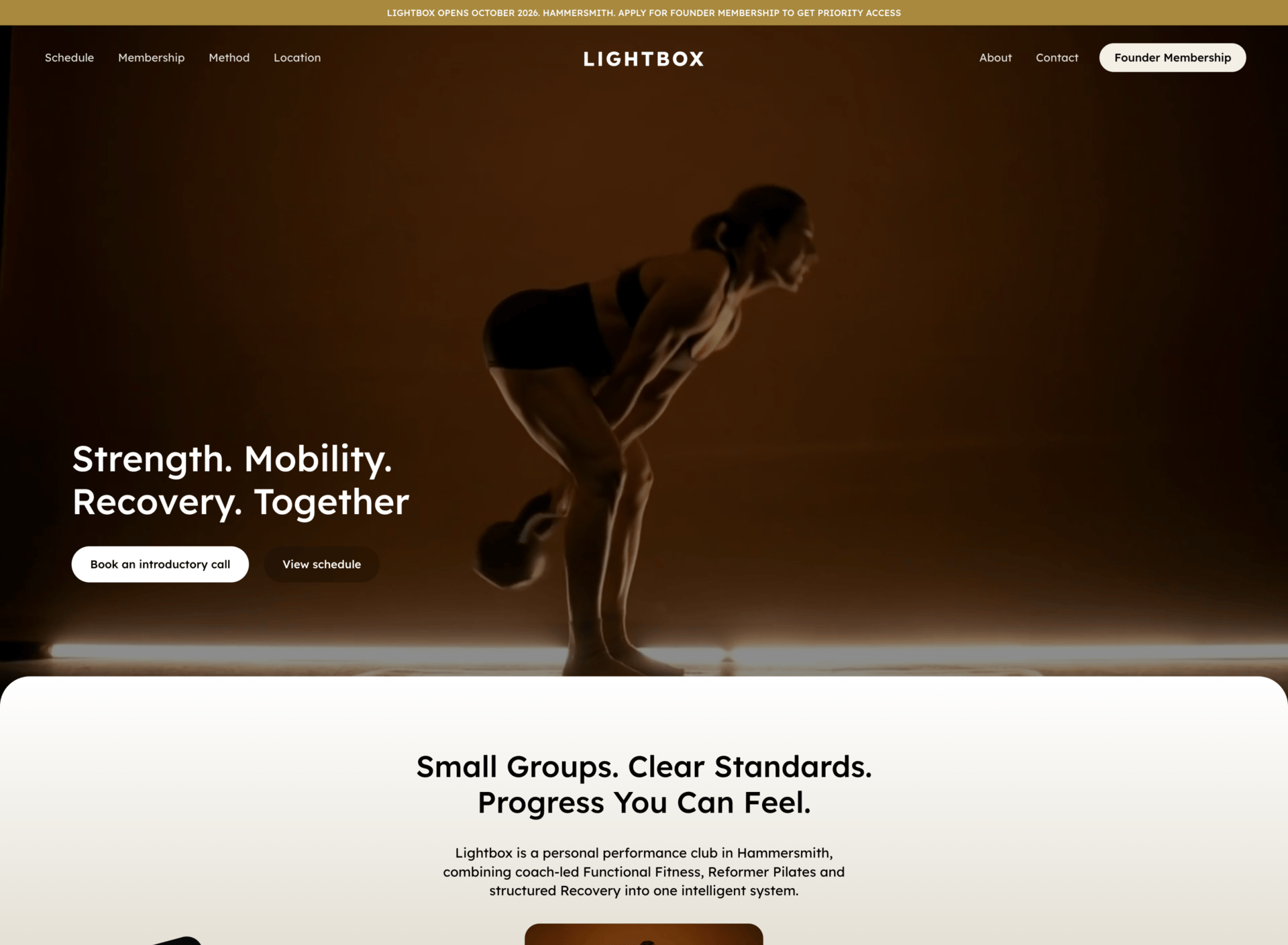 Lightbox Health Club homepage gif