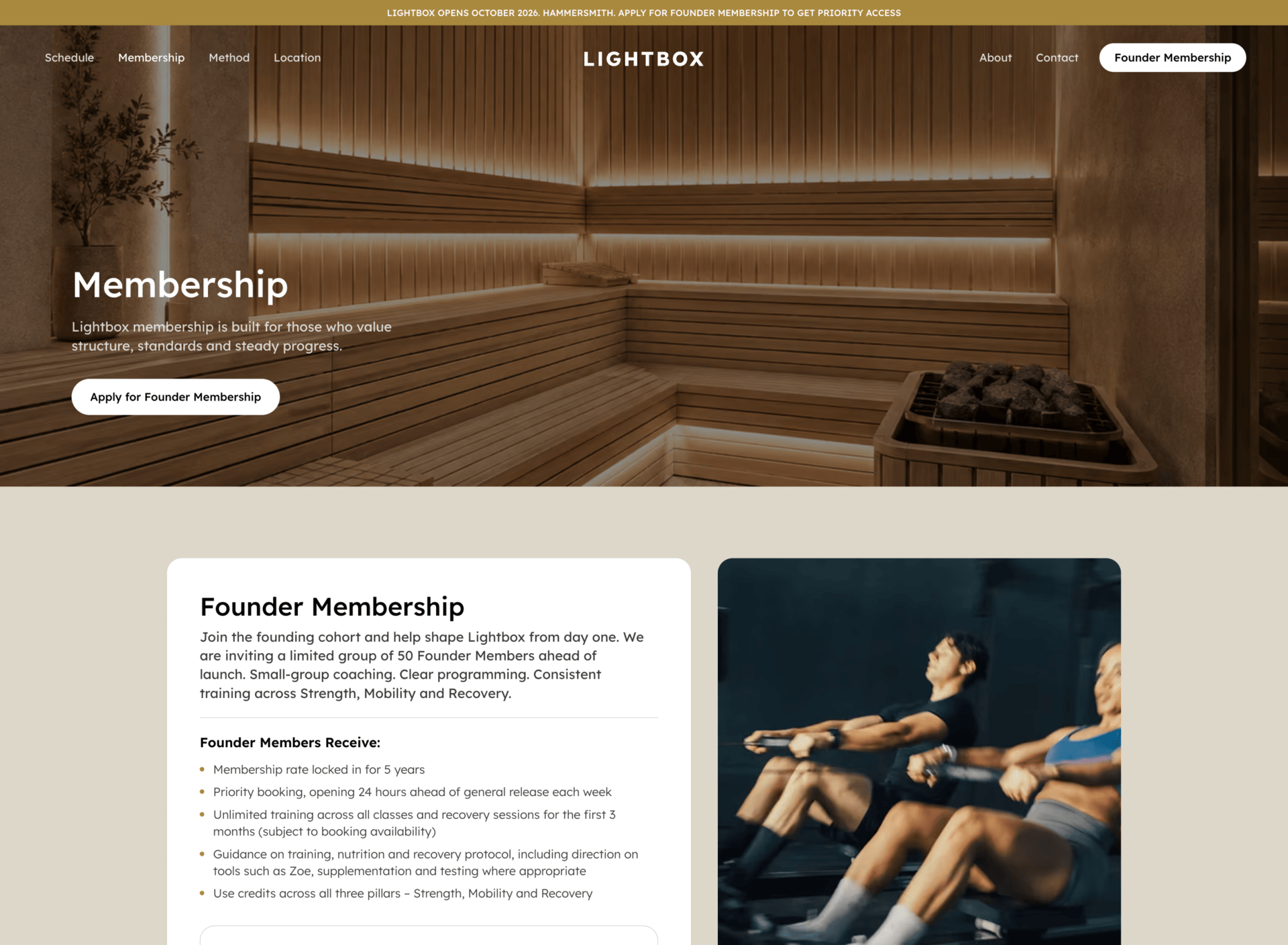 GIF showing a selection of designs for Lightbox Health Club