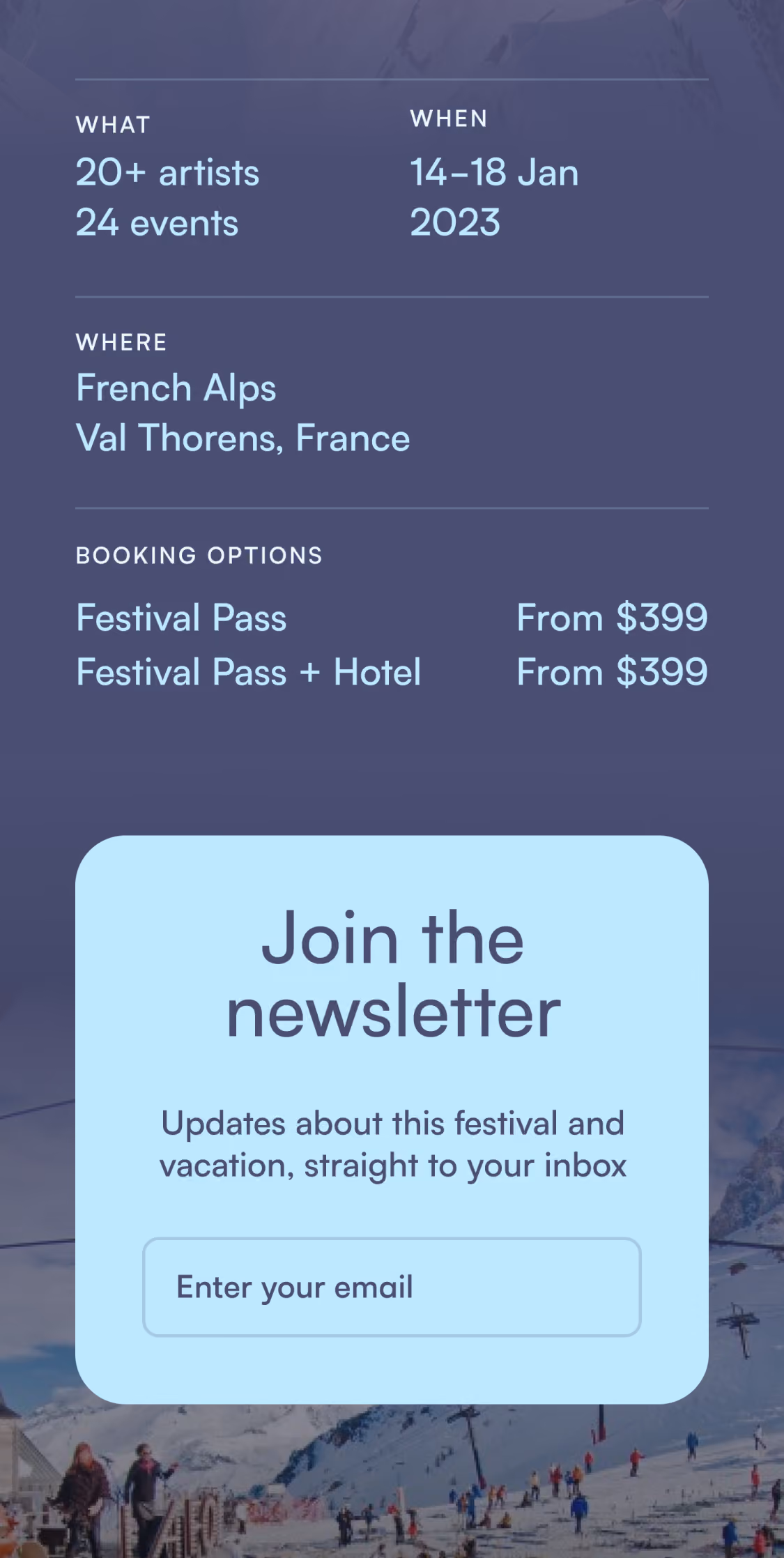 Pollen landing page UI