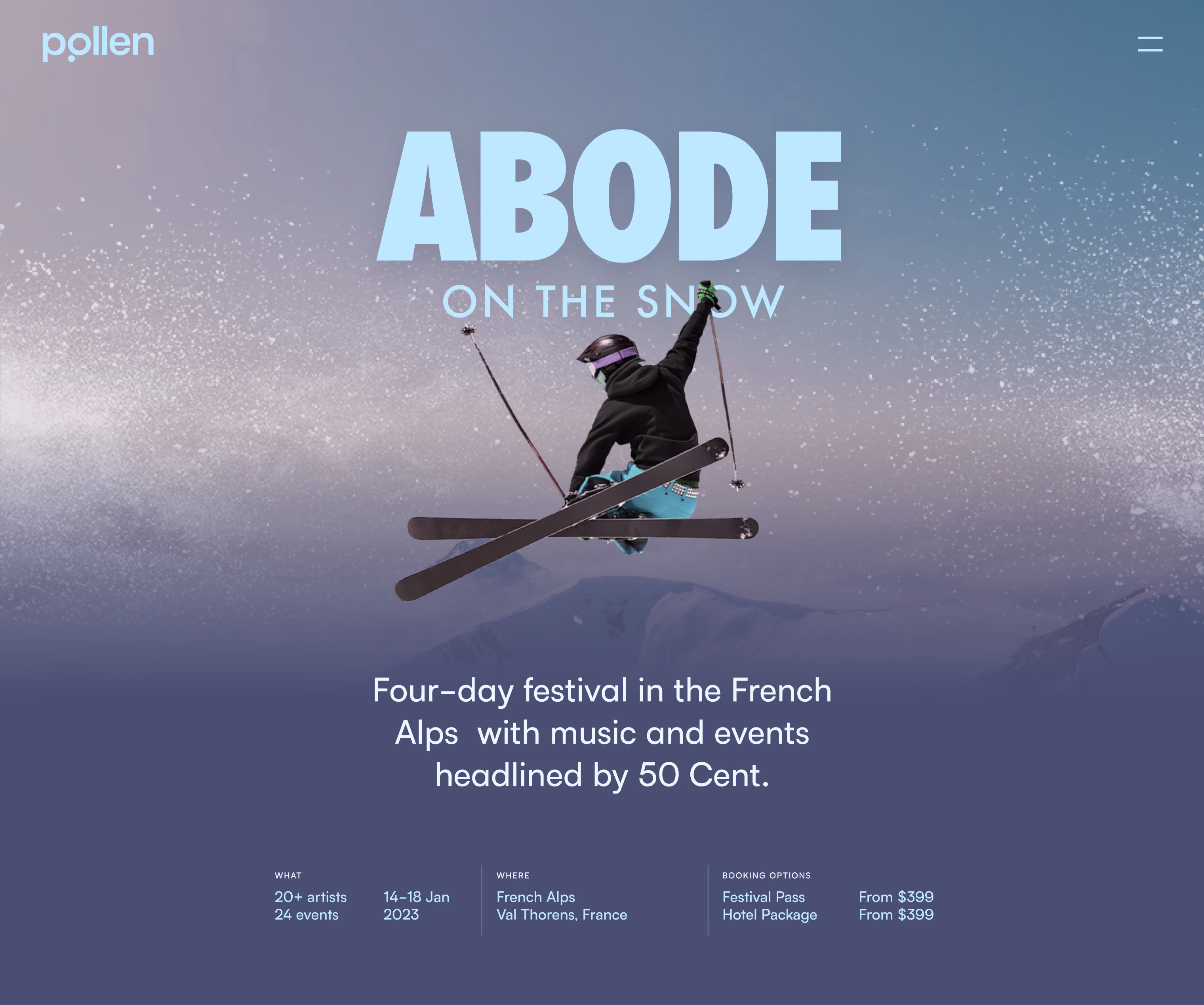 Pollen Abode On The Snow Web UI