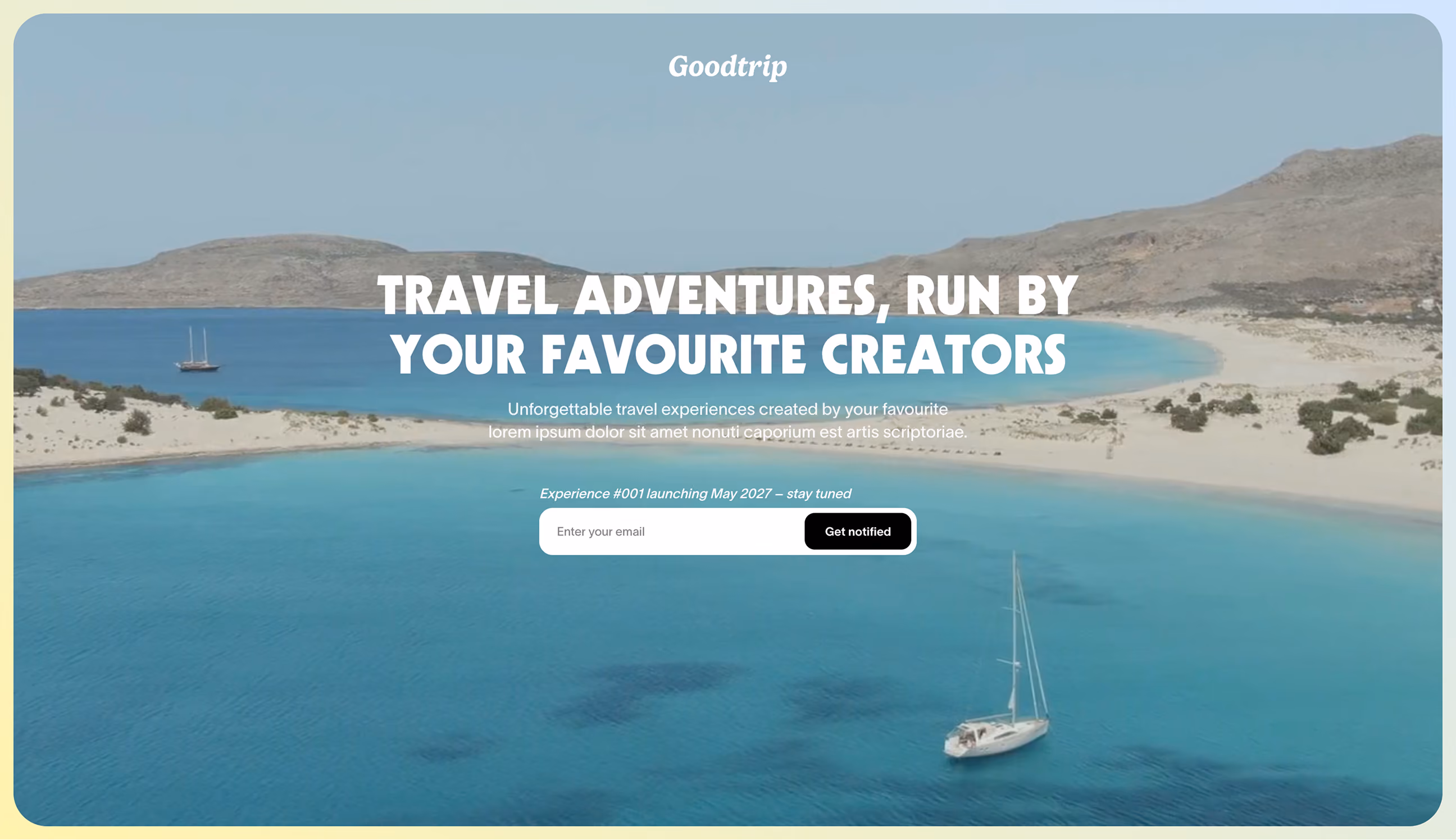 Goodtrip coming soon page UI