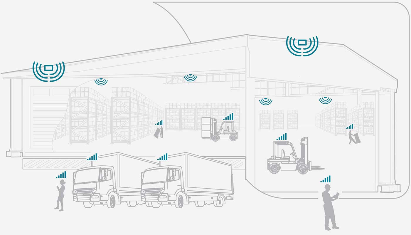 illustration of a warehouse and loading dock