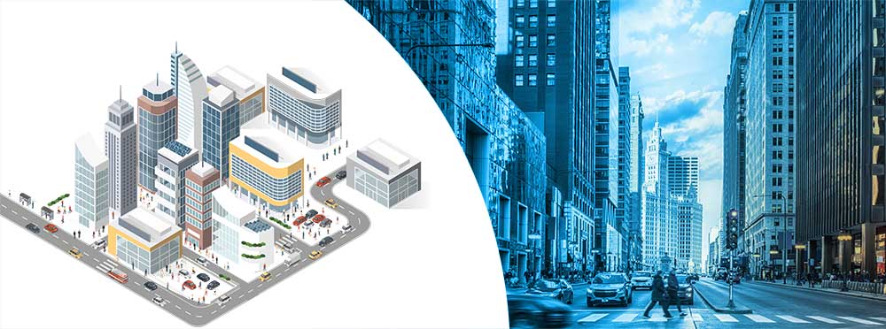 illustration of an urban downtown area