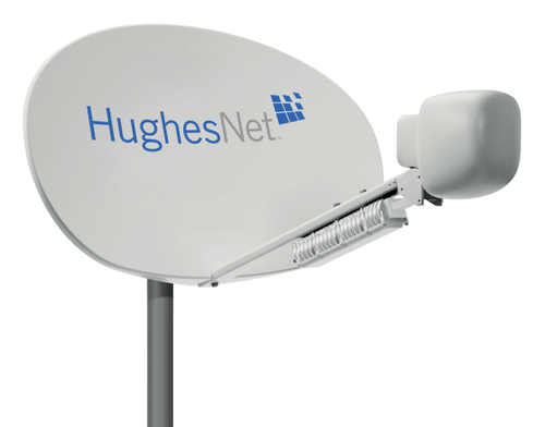 HughesNet satellite internet dish antenna.
