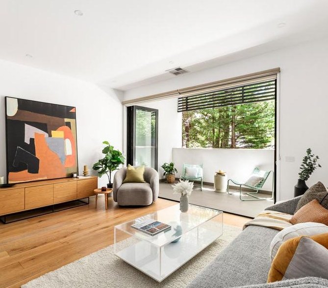 Living room of the Malvern townhouse