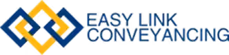 Easy Link Conveyancing company logo with interlocking yellow and blue shapes.