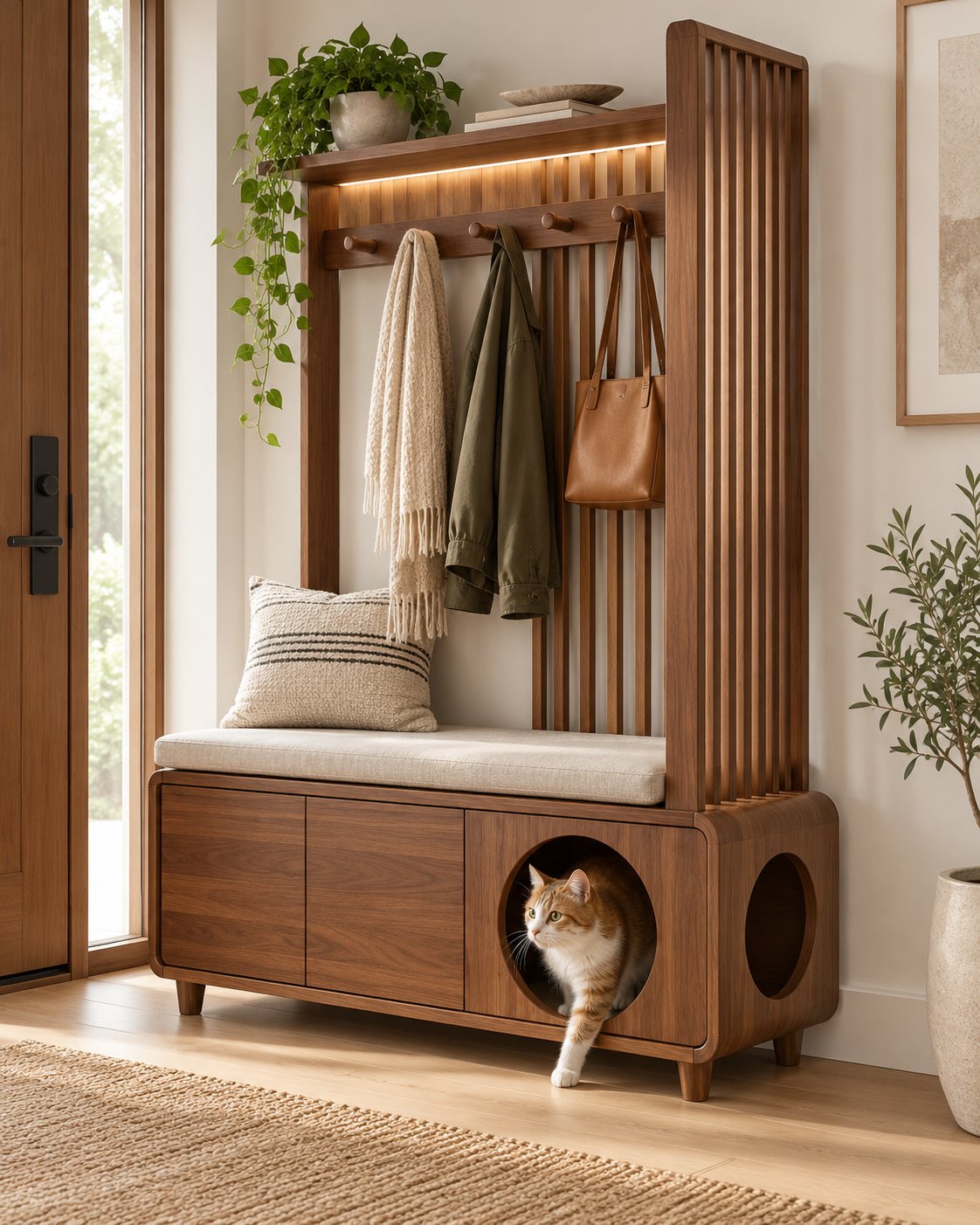 Human-Pet Entryway Bench