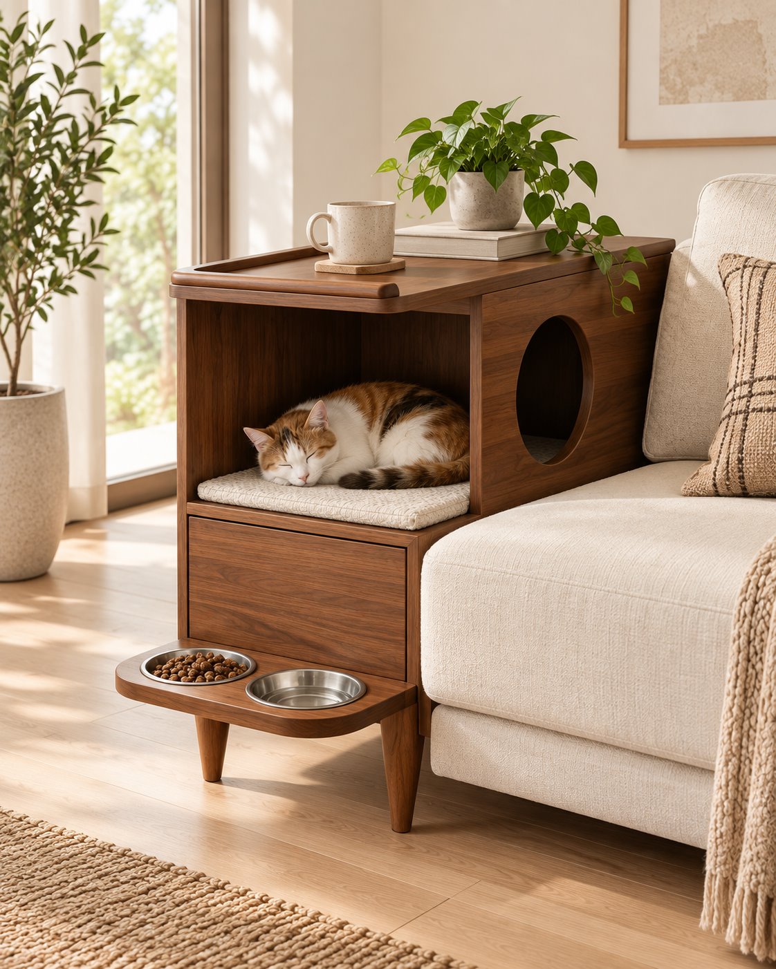 Human-Pet Sofa Side Table