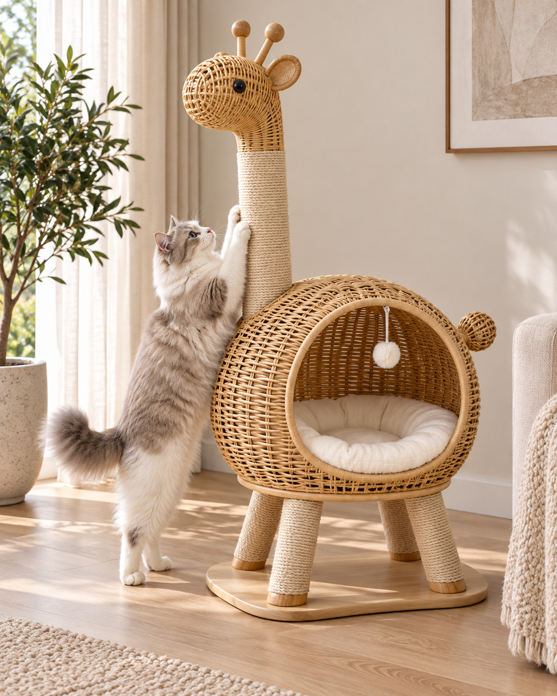 Hand-Woven Giraffe Cat Lounge