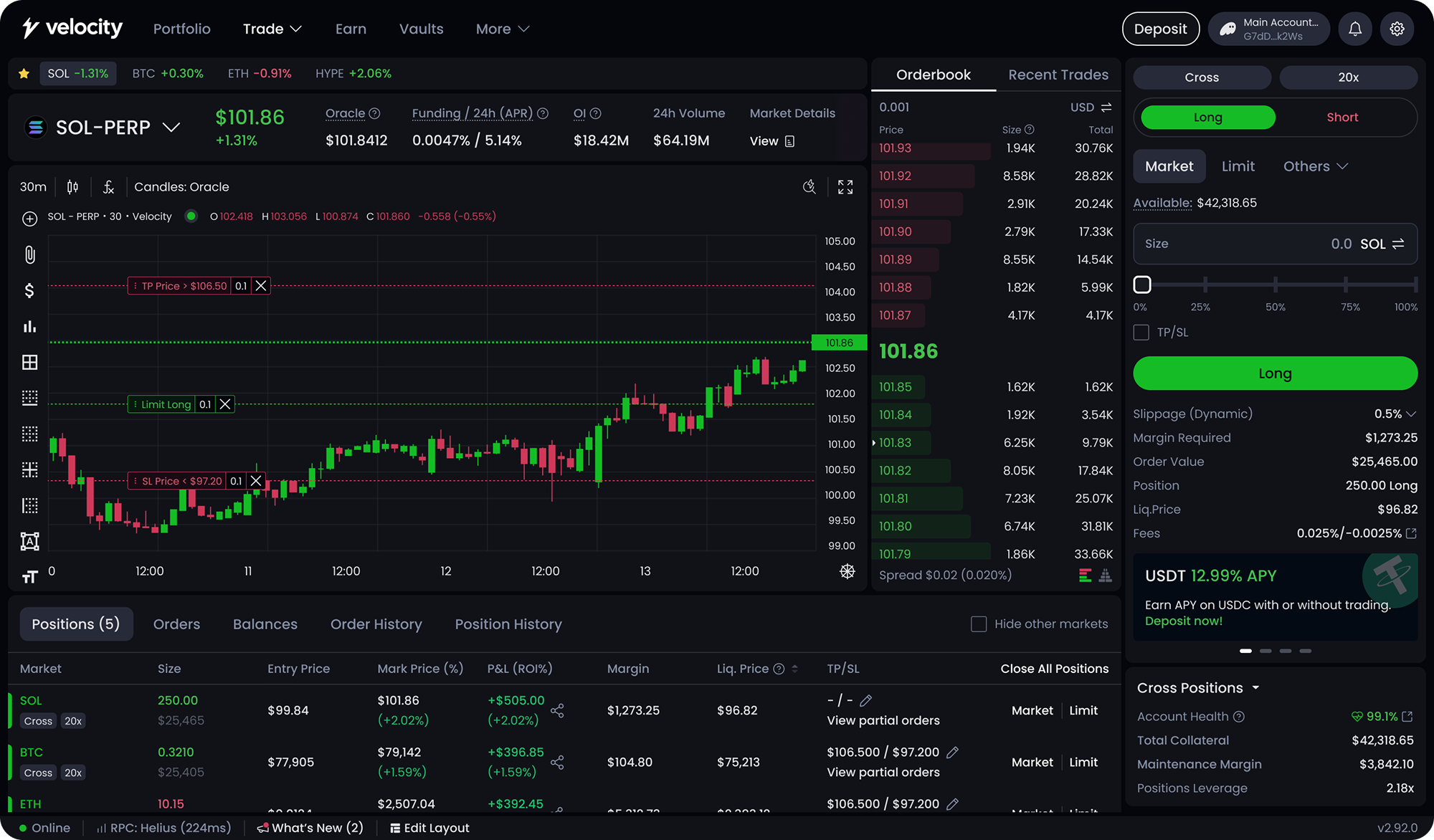 Velocity trading interface