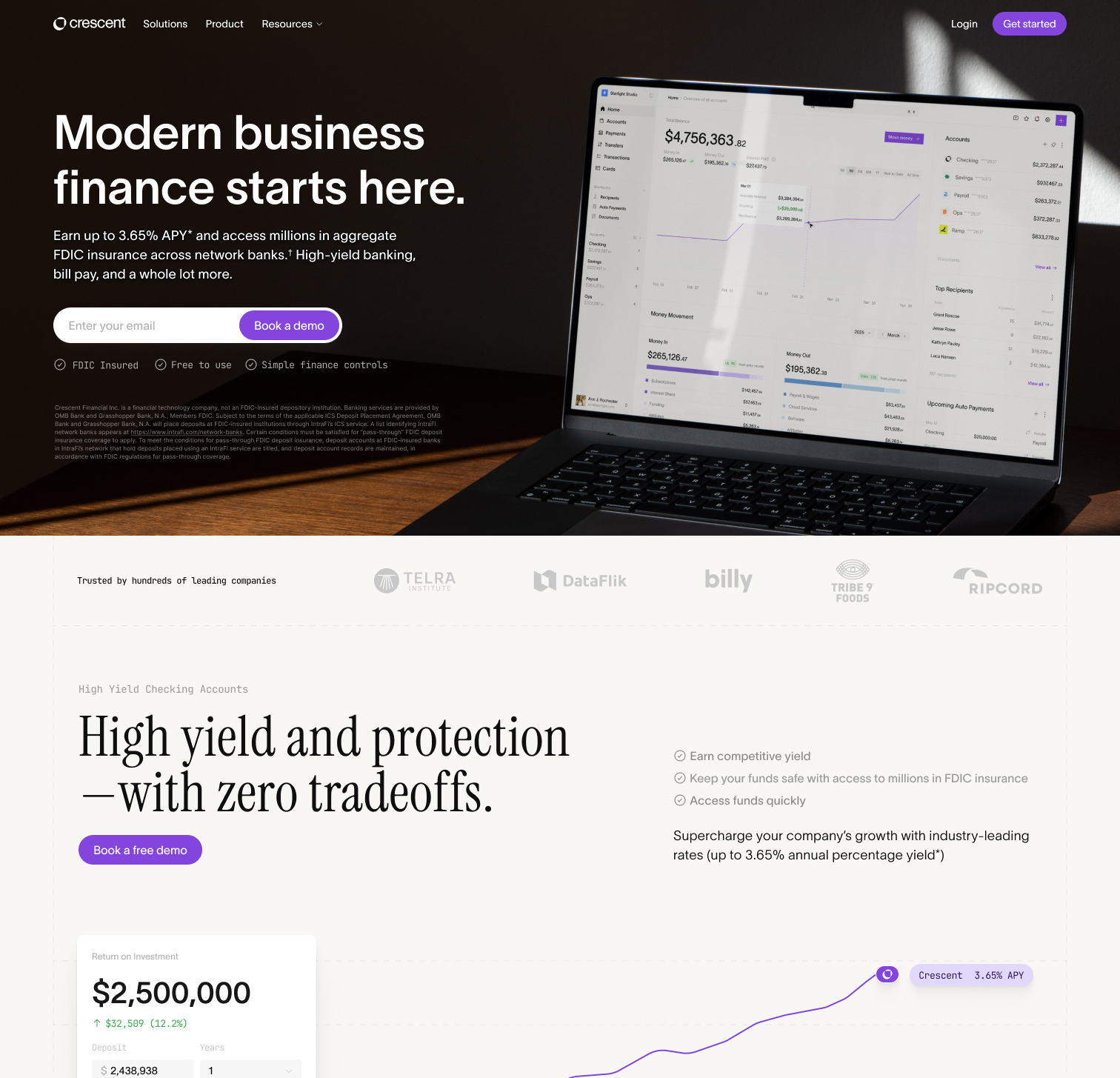 Crescent website after redesign
