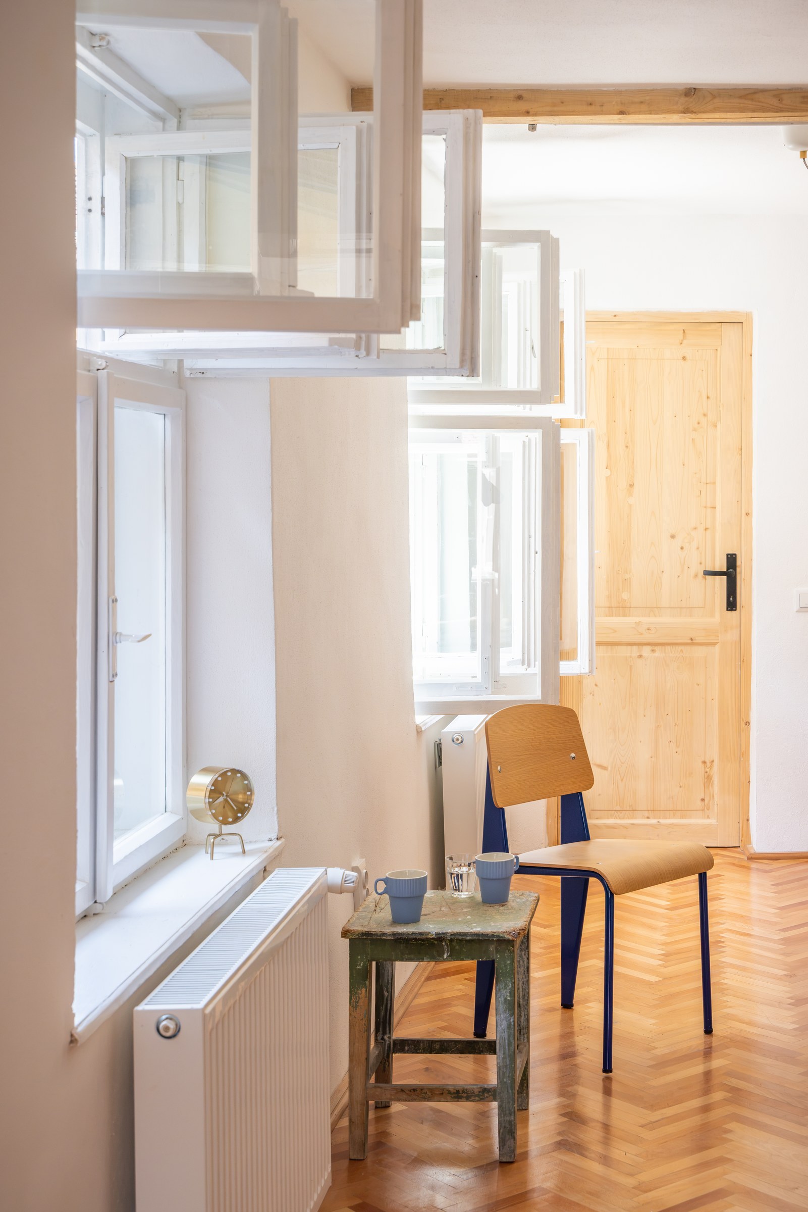 Chair and side table in the apartment kitchen