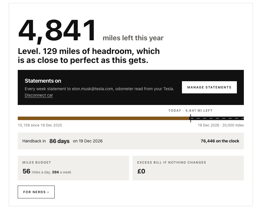 Tesla Lease Mileage Calculator