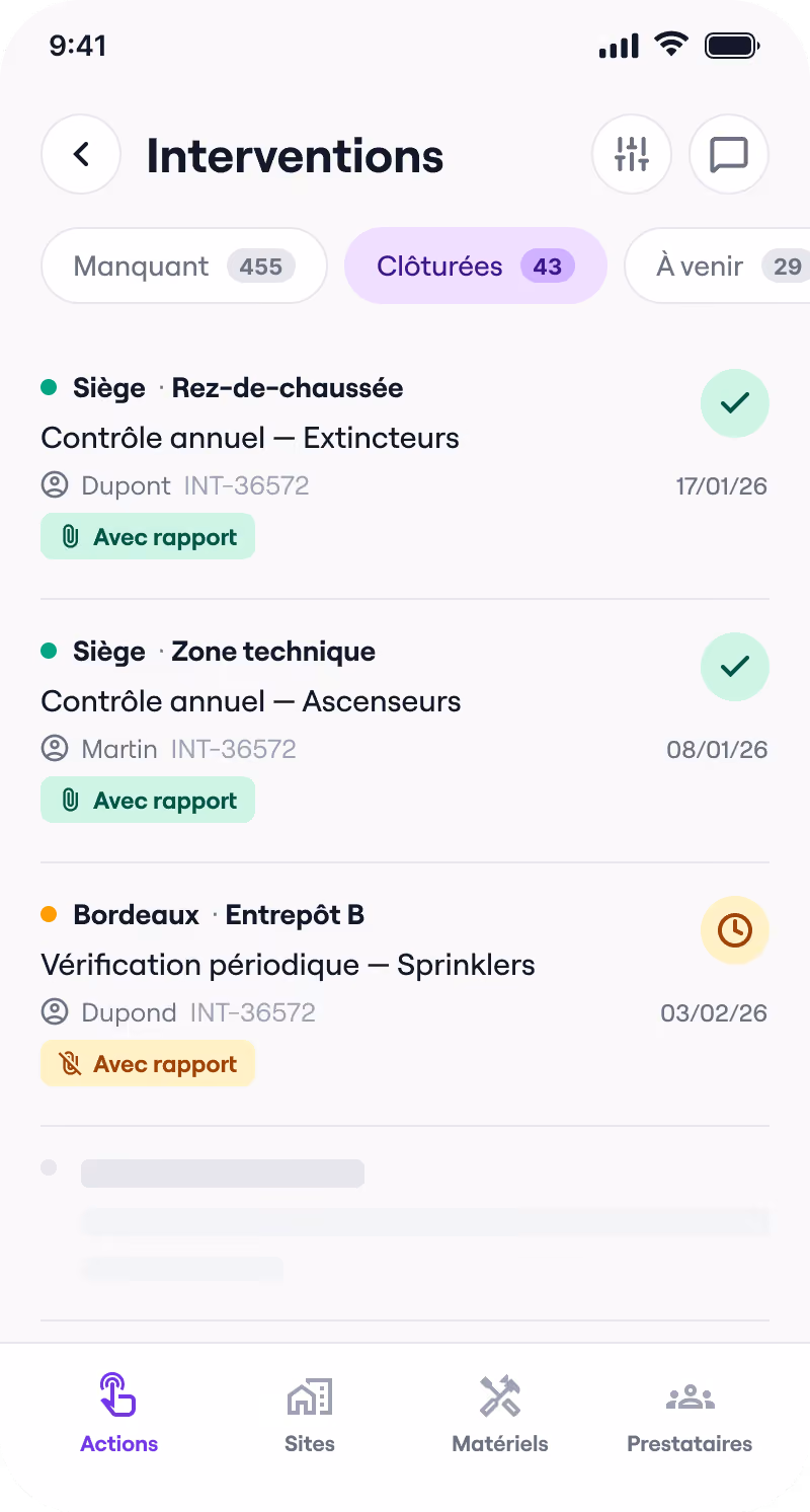 Le registre de sécurité dans l'application Deemply