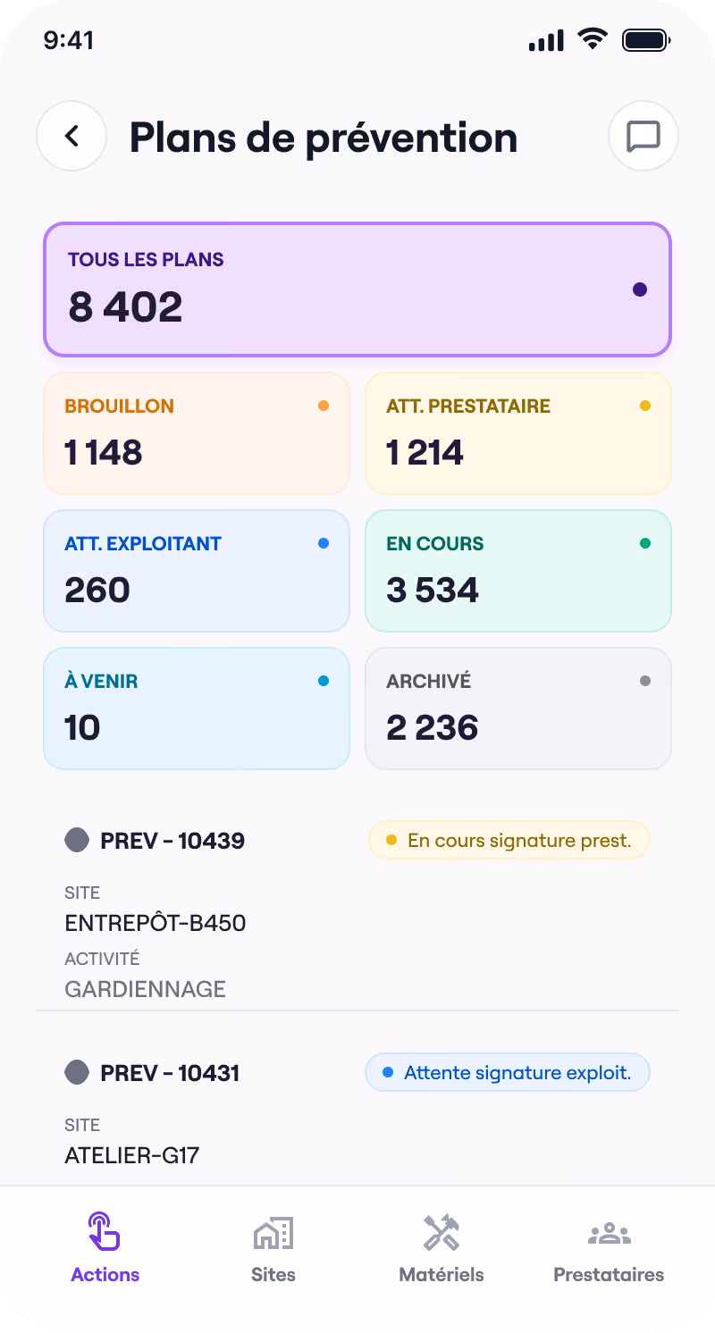 Le plan de prévention dans l'application Deemply