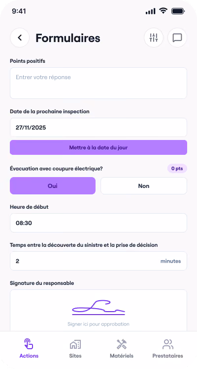 Les formulaires de contrôle dans l'application Deemply