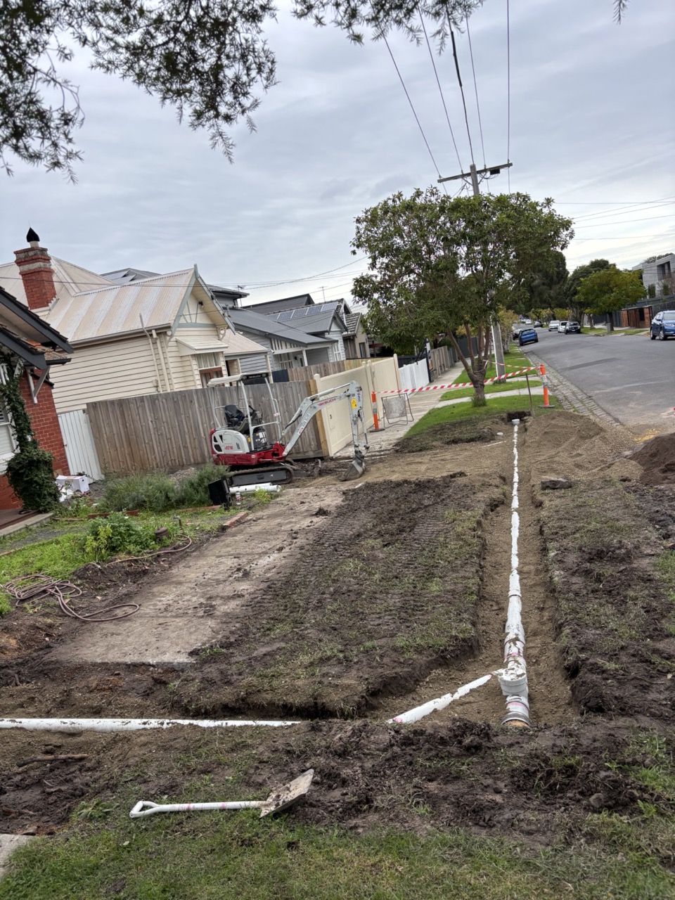 Drainage trench excavation work
