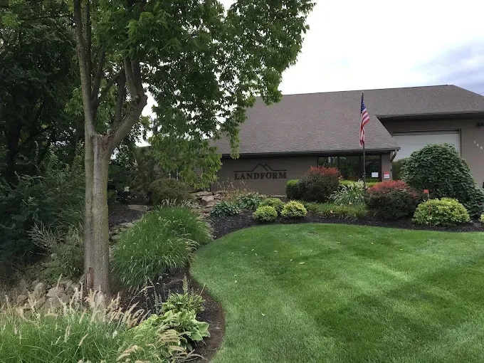 The Landform office on Symmes Road in Fairfield, framed by its own planting beds and lawn