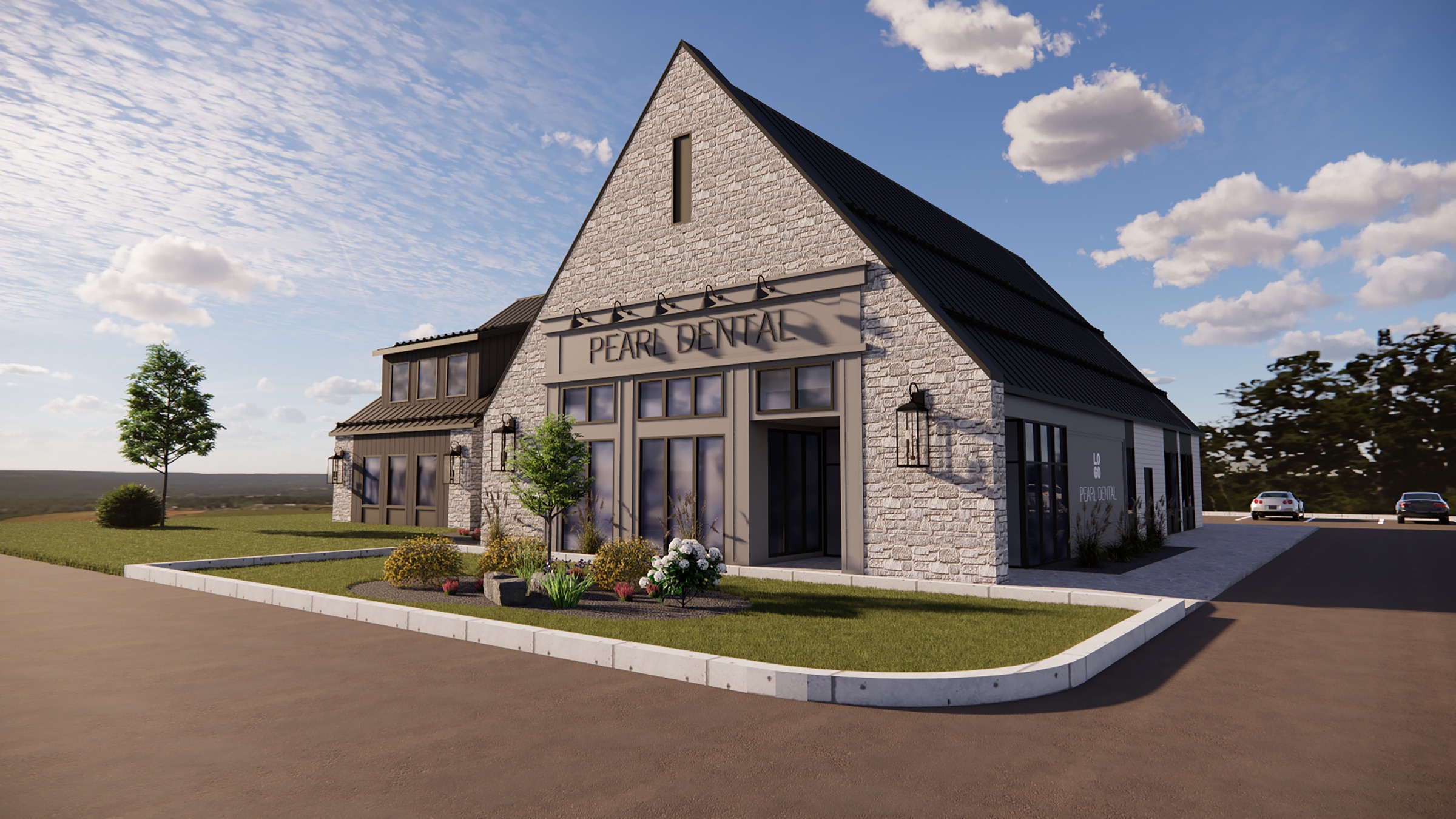 Architectural rendering of the new Pearl Dental Clinic building in Shediac