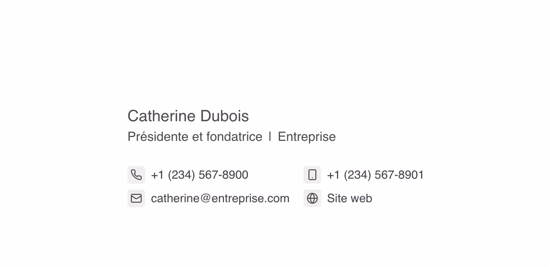 Modèle de signature courriel Grille de coordonnées