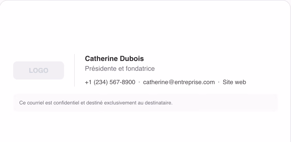 Modèle de signature courriel Mention de confidentialité
