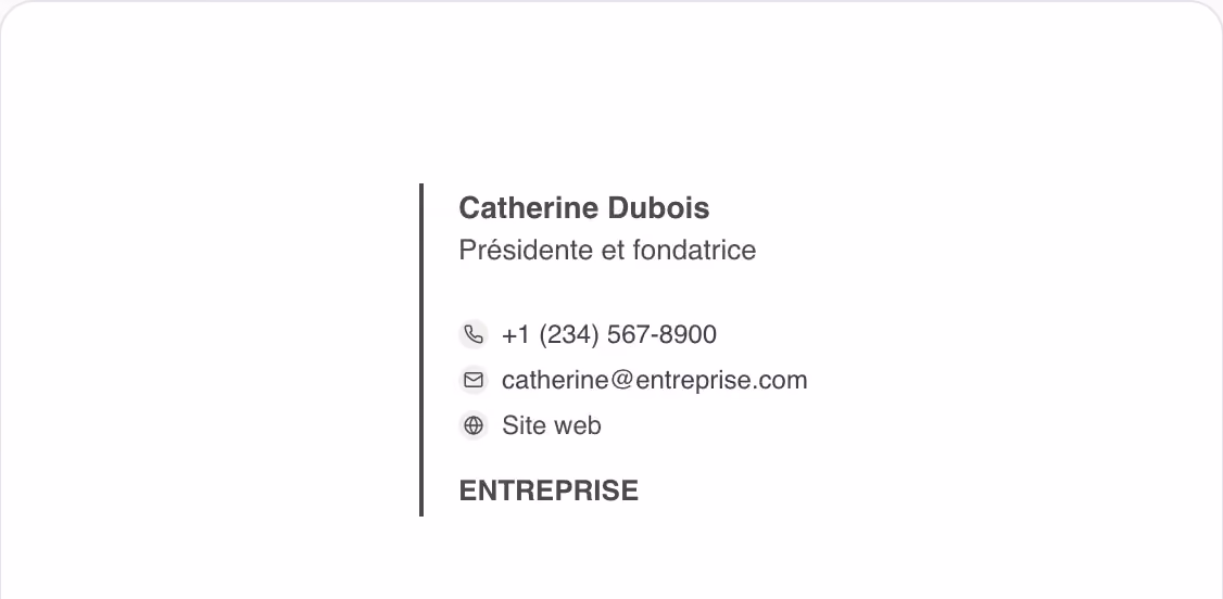 Modèle de signature courriel Barre d’accent