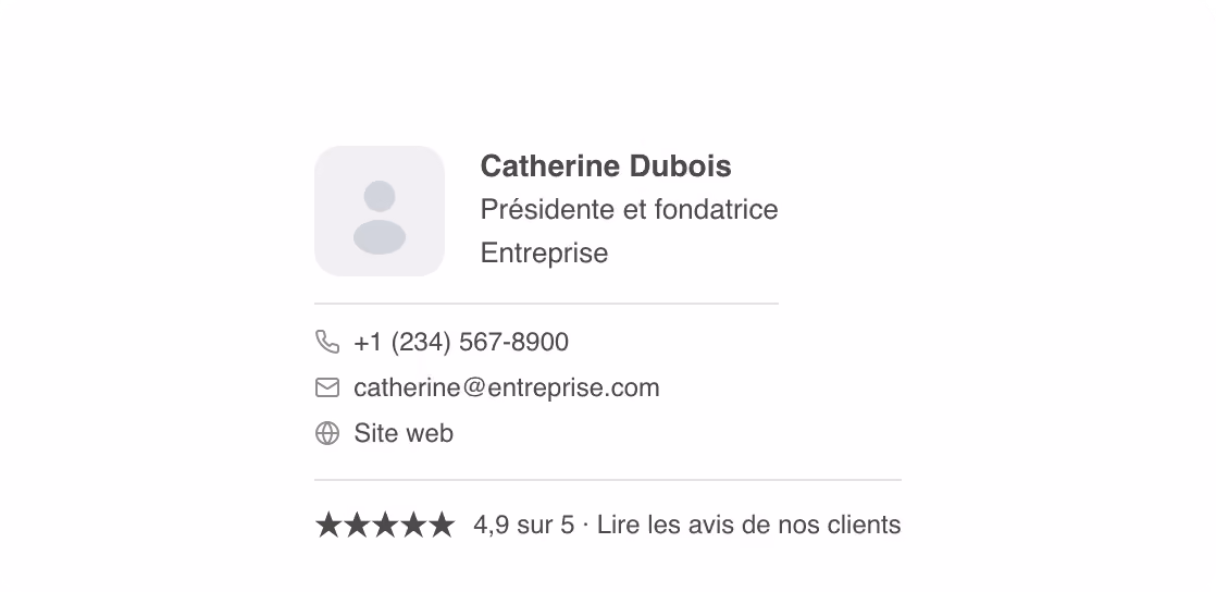 Modèle de signature courriel Avis clients