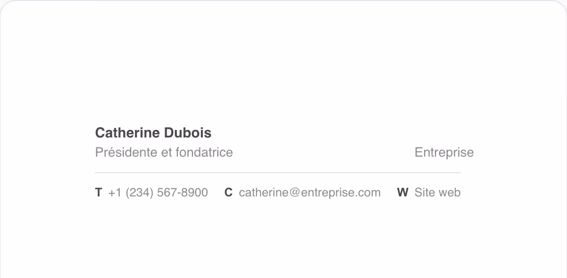 Modèle de signature courriel Épuré
