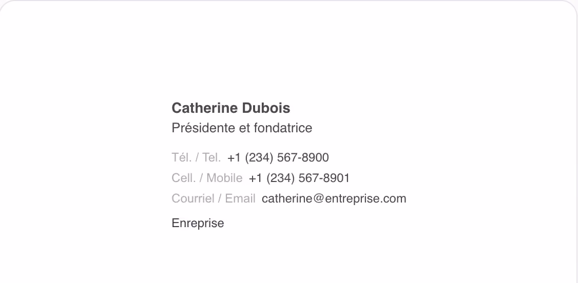 Modèle de signature courriel Bilingue