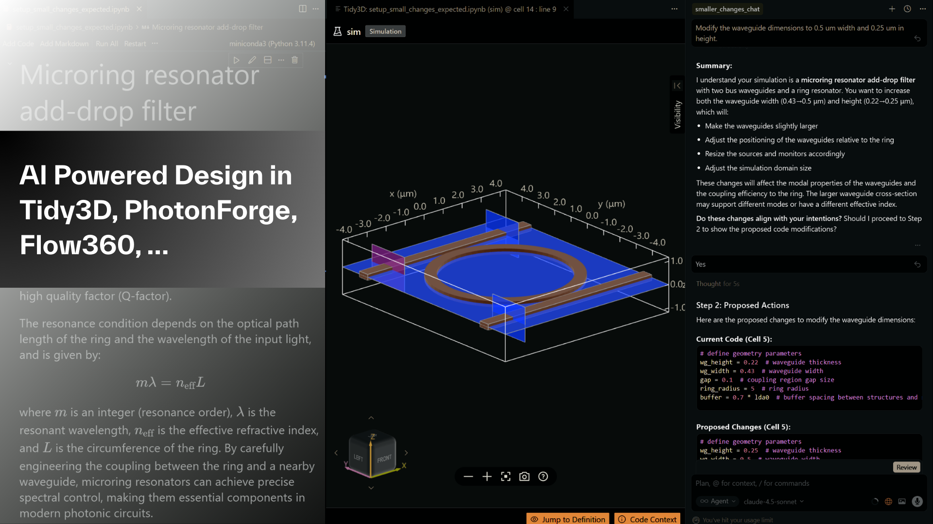 AI Powered Design in Tidy3D, PhotonForge, Flow360