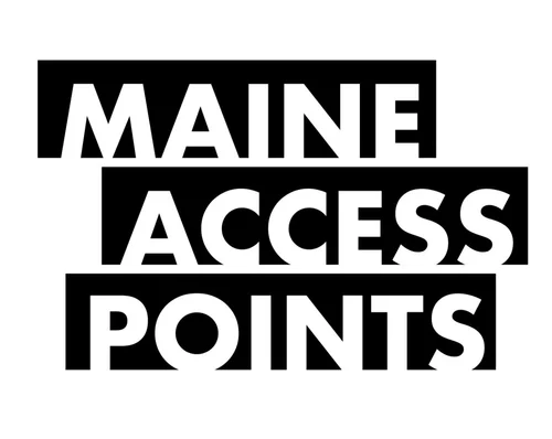 Logo with the words MAINE ACCESS POINTS in bold white capital letters on black rectangular backgrounds stacked vertically.
