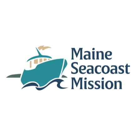 Logo with a stylized fishing boat above waves next to the text Maine Seacoast Mission.