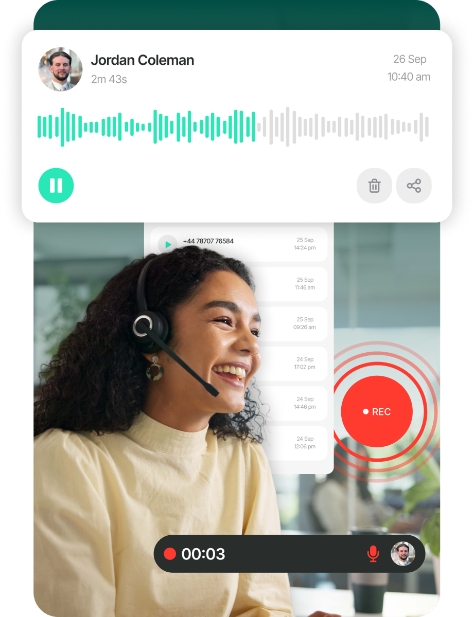 Call recording playback in the CRE phone system, with an agent on a headset