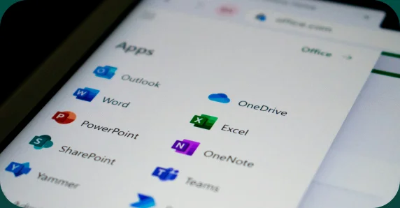 Microsoft 365 apps open on a laptop screen