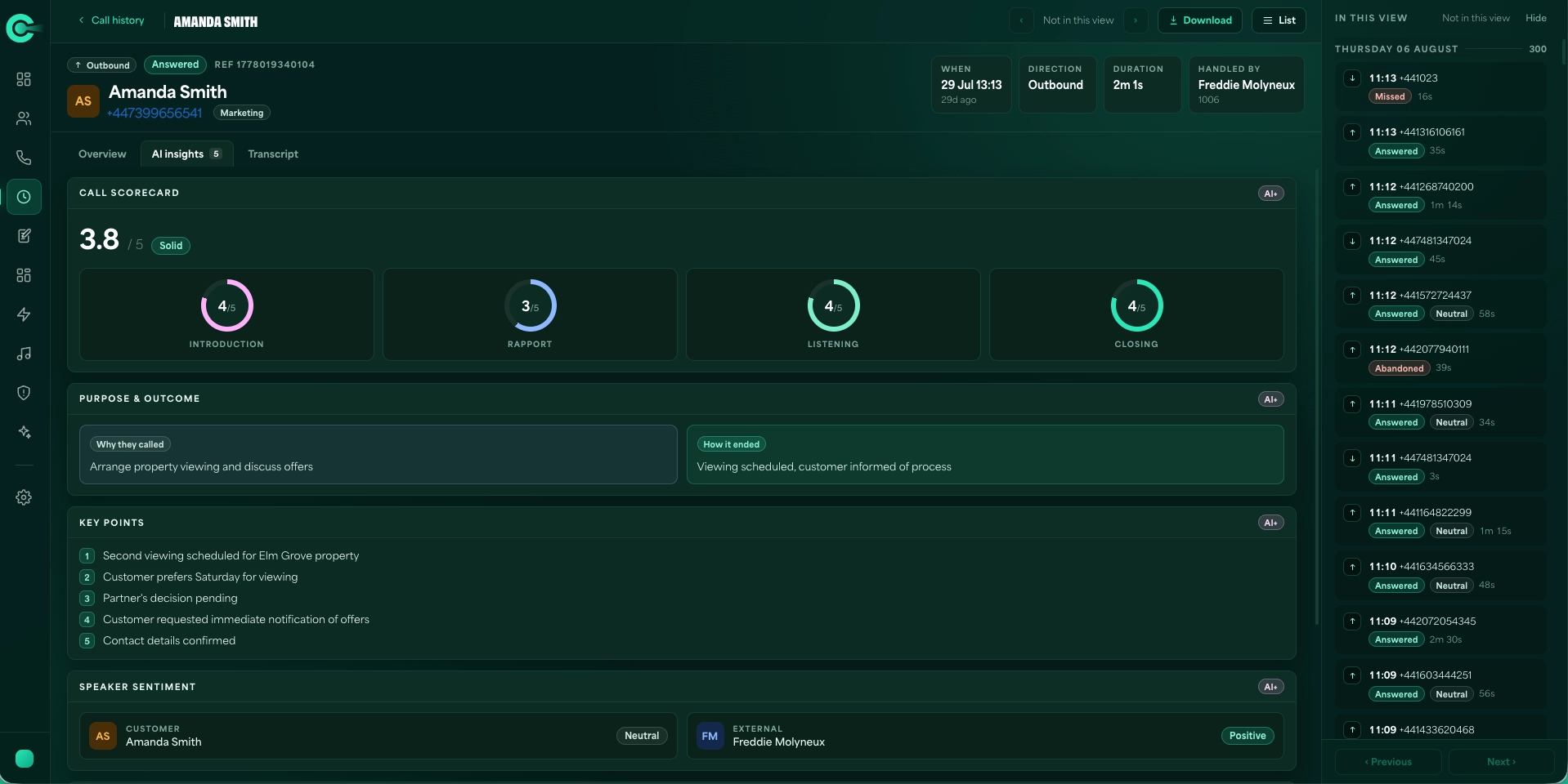 CRE Connect AI Insights screen