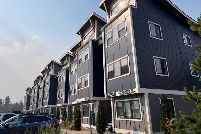 Back view of apartment complex