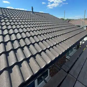Close-up of roofline with fascias, soffits and guttering system