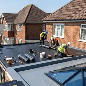 Modern flat roof surface with clean waterproof finish