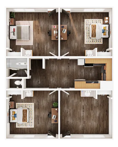 3 bed 1 bath floor plan image