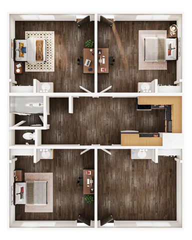 3 bed 1 bath floor plan image