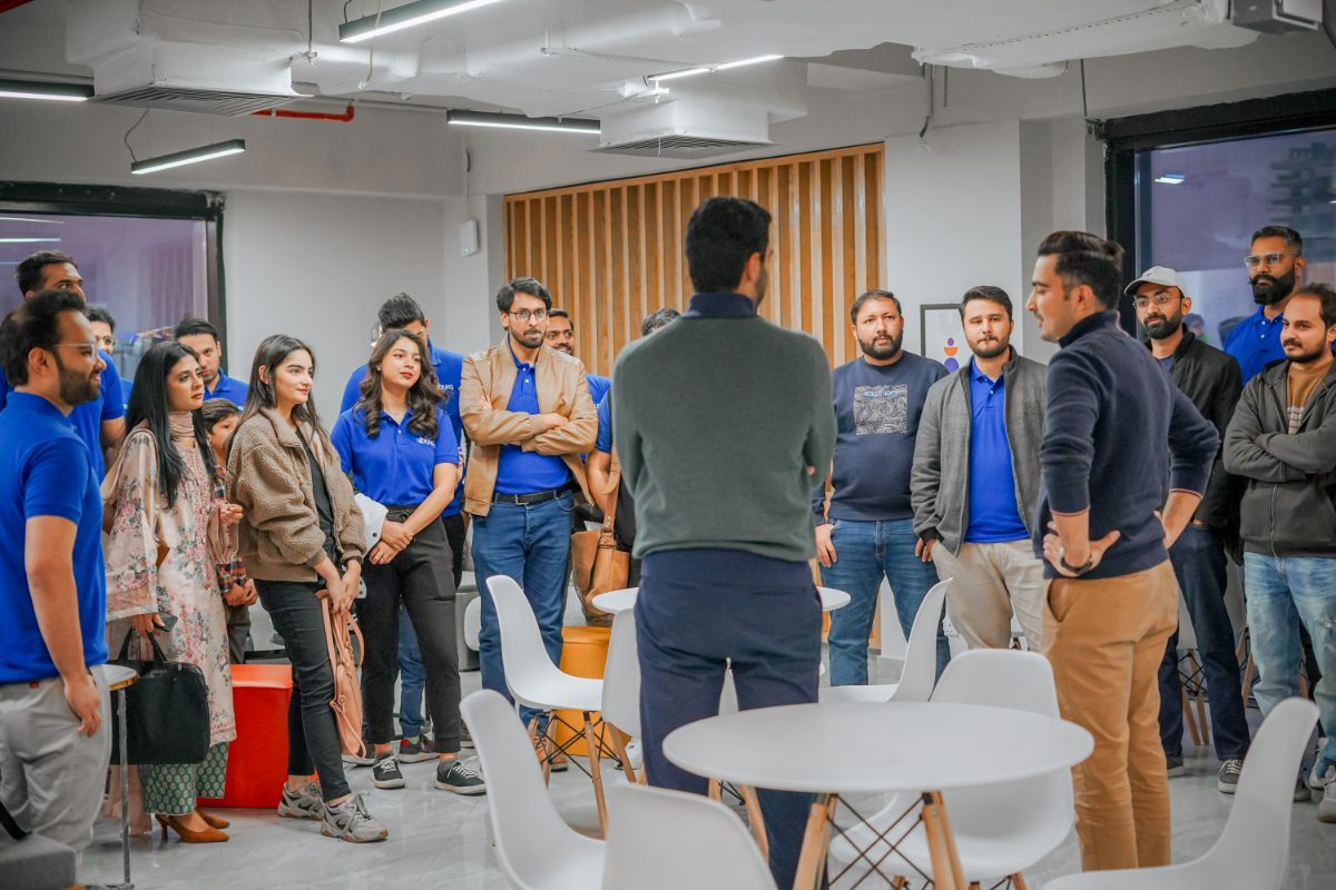 An all-hands in the office