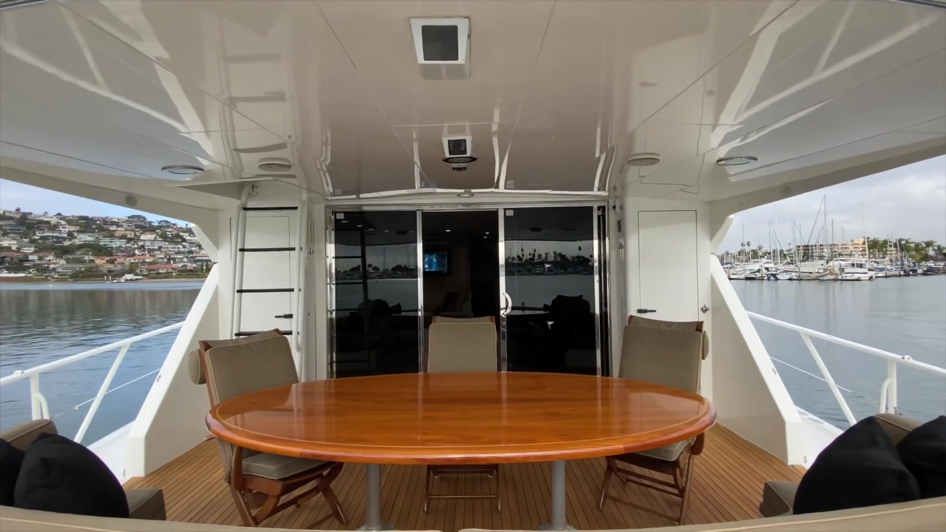 Covered aft dining area