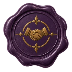 Wax seal showing a handshake within a compass rose