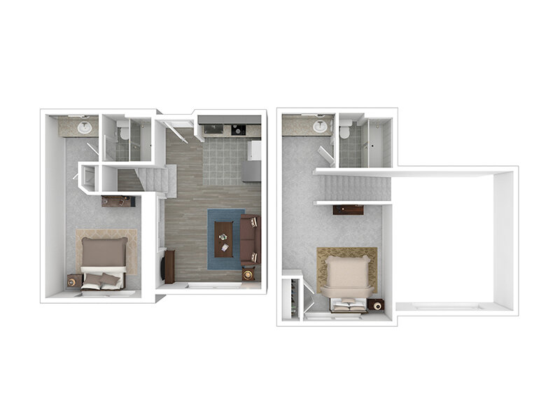 1x1 loft floor plan image