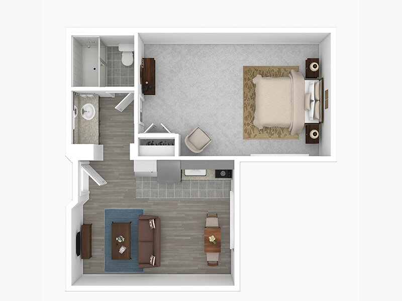 1x1 B floor plan image