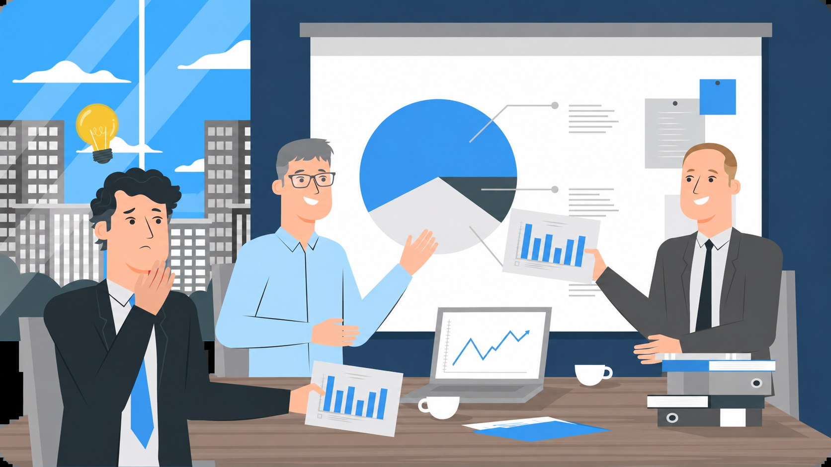 Illustration einer SAP-Projektbesprechung.